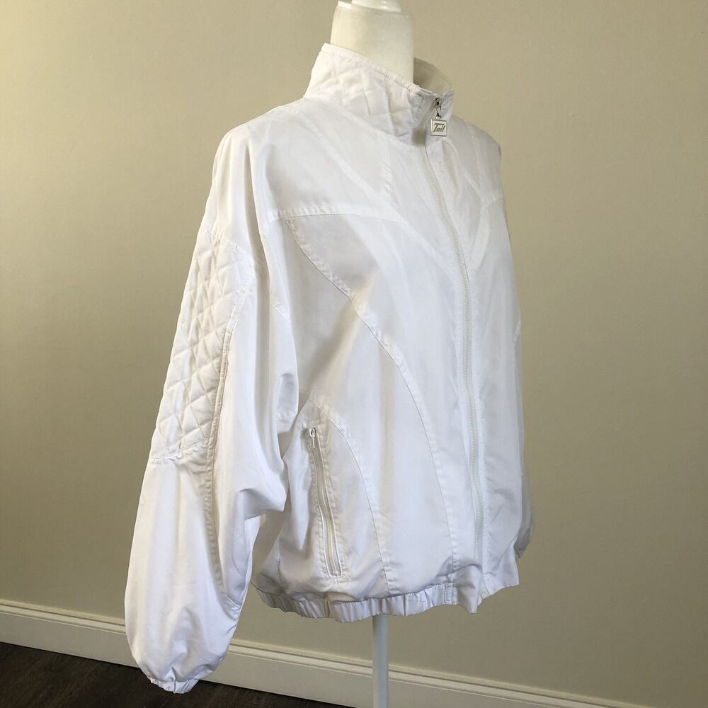Tail Women’s Full Zip LS Lined Tennis White Zipped Pockets Elastic Waist Sz L